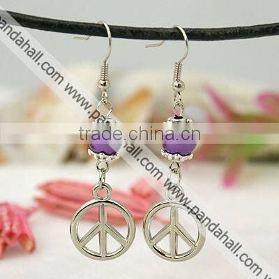 Earrings Bulk Peace and Love Earrings Pendientes Plata(EJEW-JE00492)