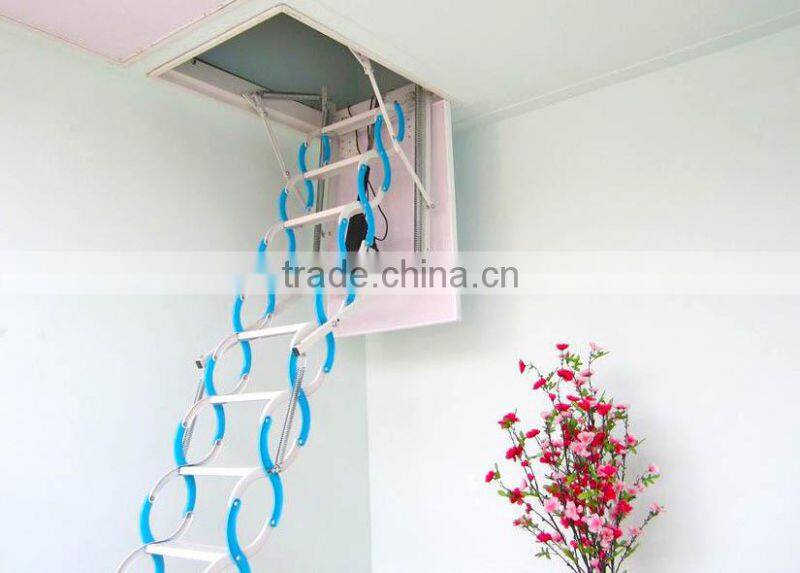 Indoor duplex staircase folding attic ladders, steel retractable stairs