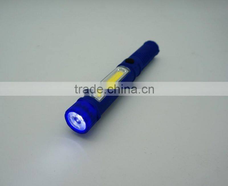 Portable 2 in 1 3W COB worklight Flashlight with Magnet and pocket clip 3xAAA