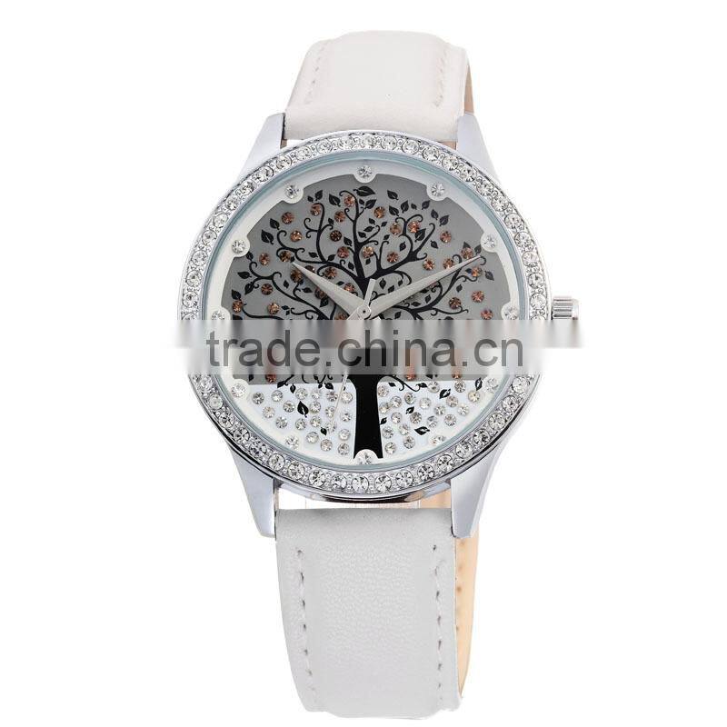 skone 9195 crystal decorated tree dial watches