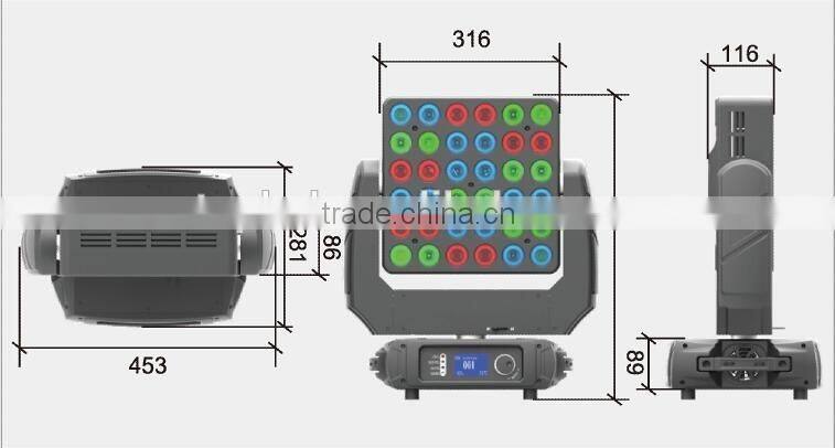 CE&RoHs Certificate 6x6 36x10W 4 in 1 RGBW Matrix Pixel LED Moving Head Light