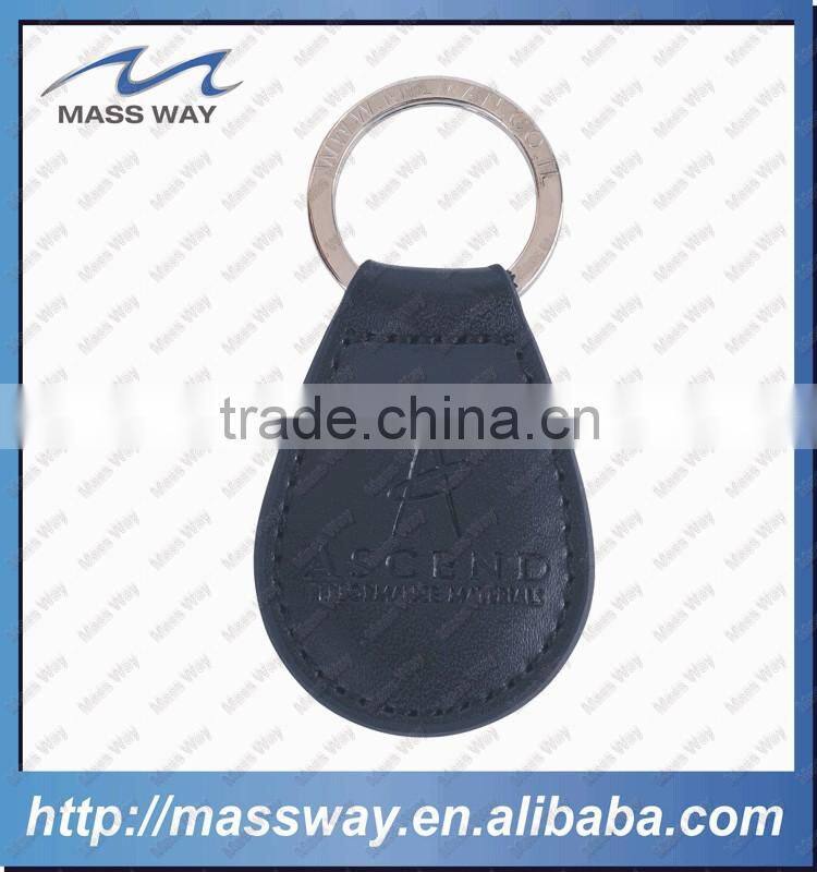 Customized brass silver laser engraved metal brown leather key chain