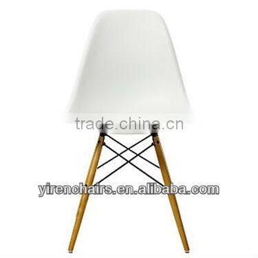 Furniture wooden furnitue plastic seat with solid wood legs reading chair