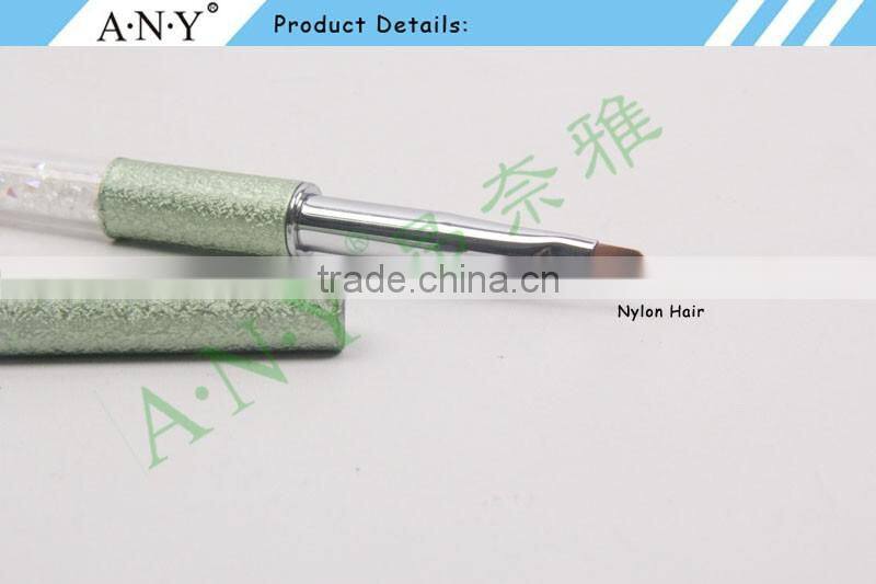 ANY 2016 New Design Acrylic Handle With Diamond Inside Oval Imported Nylon Hair Nail Art Gel Brush Pure Color Hot Sale