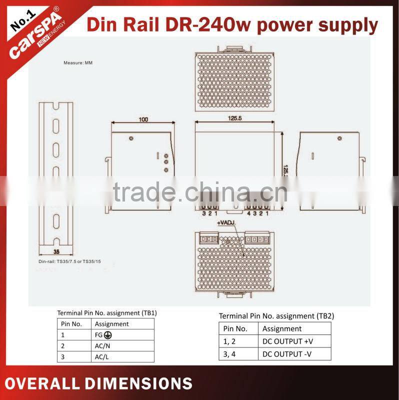 240W ac to dc power adapter DR-240W-24