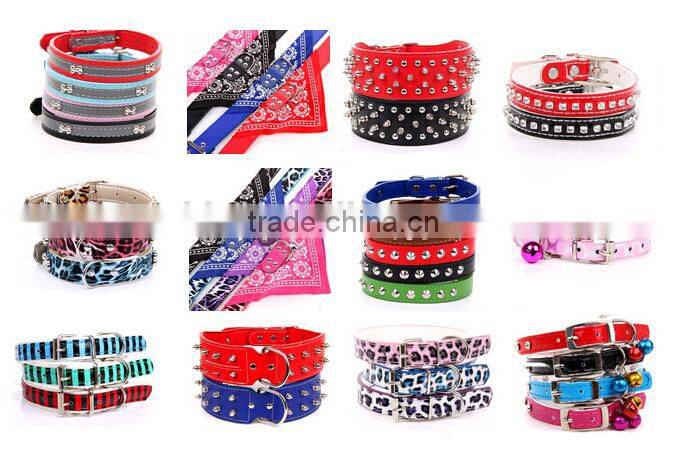 Cute Neck Strap Dog Crystal Pendant PU Leather Puppy Cat Pet Dog Collar Buckle