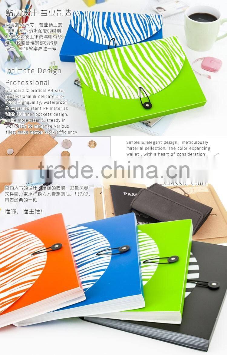 High Quality A4 Plastic Expandable File Wallet With Elastic Closure