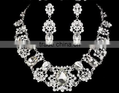 Fashion High Quality Luxury Bridal Necklace Earrings Tiara Wedding Jewelry Set