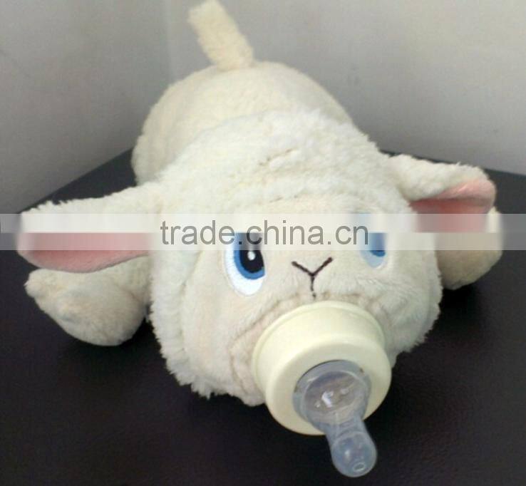 Custom cute animal Bottle Warmer / plush rabbit dog Baby Bottle toy/hot-water bottle cover