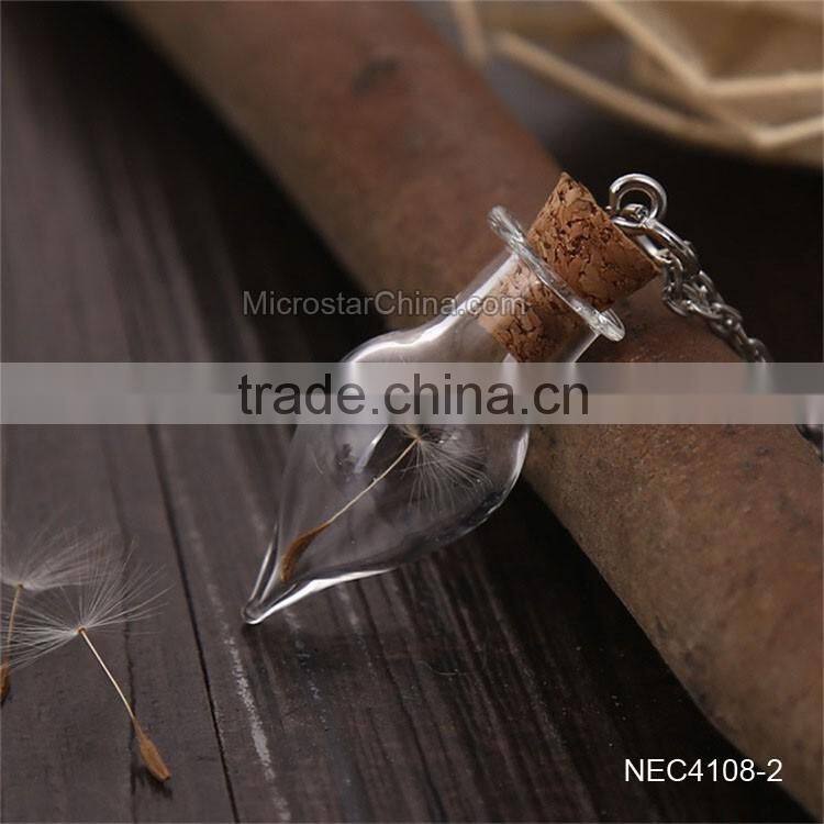 8 Designs DIY Creative Drift Bottles Glass Pendant Necklace Dandelion Necklace