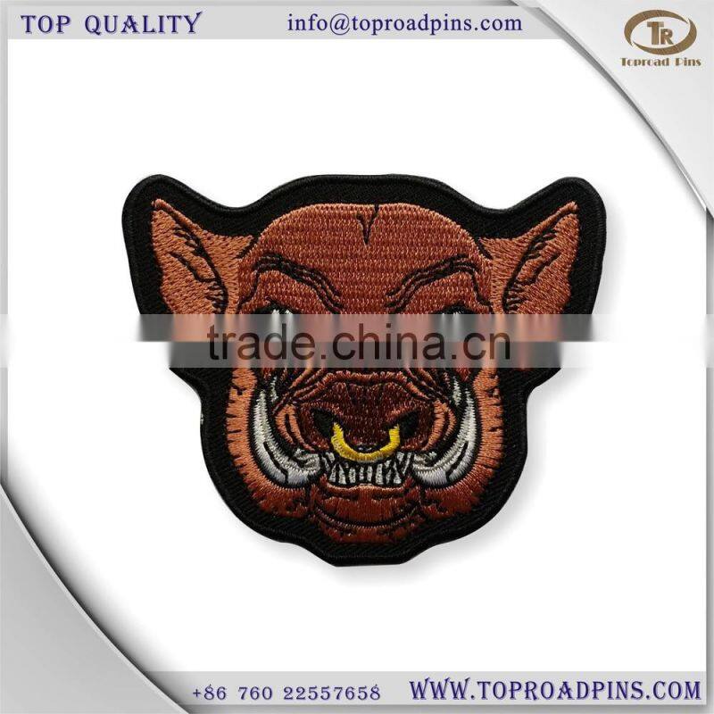 cheap custom fabric embroidery named patches with self-adhesive ( hot cut edge )