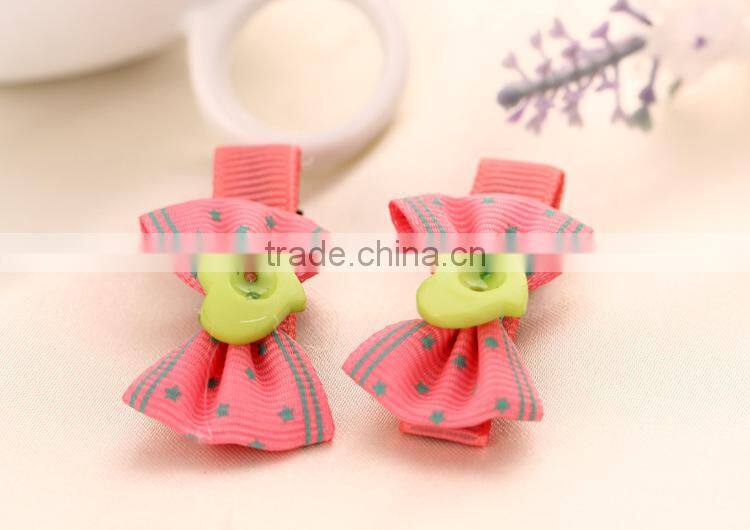 new style with sweet heart button multi color Boutique grosgrain hair clip fancy hailgrips