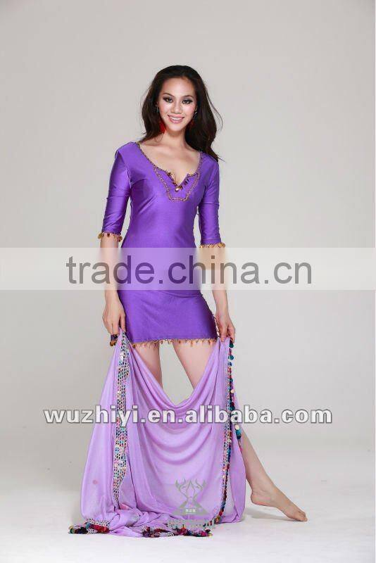 Guangzhou Qiancai Wuchieal 2013 elegant colorful bellydance veils,plus size shining Belly Dance veils (SJ015)