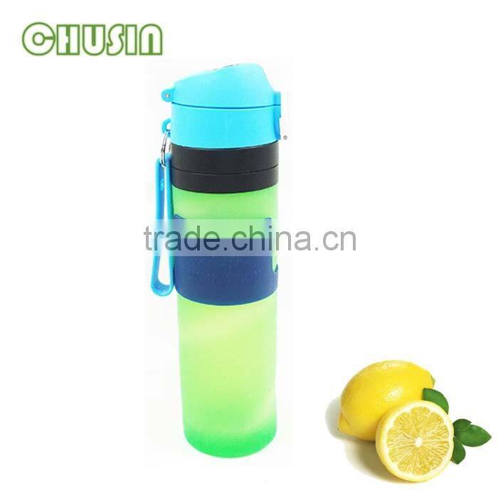 Wholesale food grade silicone water bottle with straw and handle