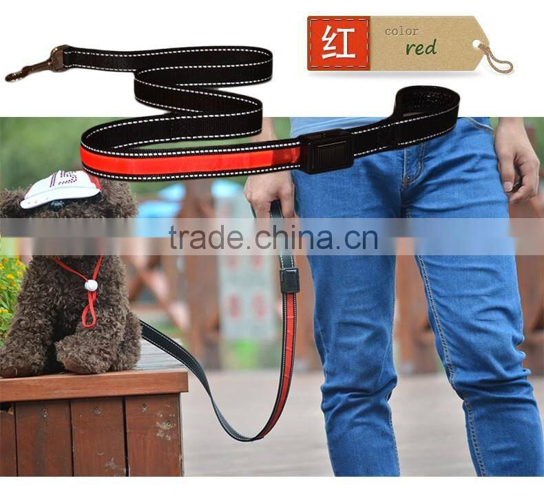 New Promotion Solar charging dog leash USB rechargeable LED lead