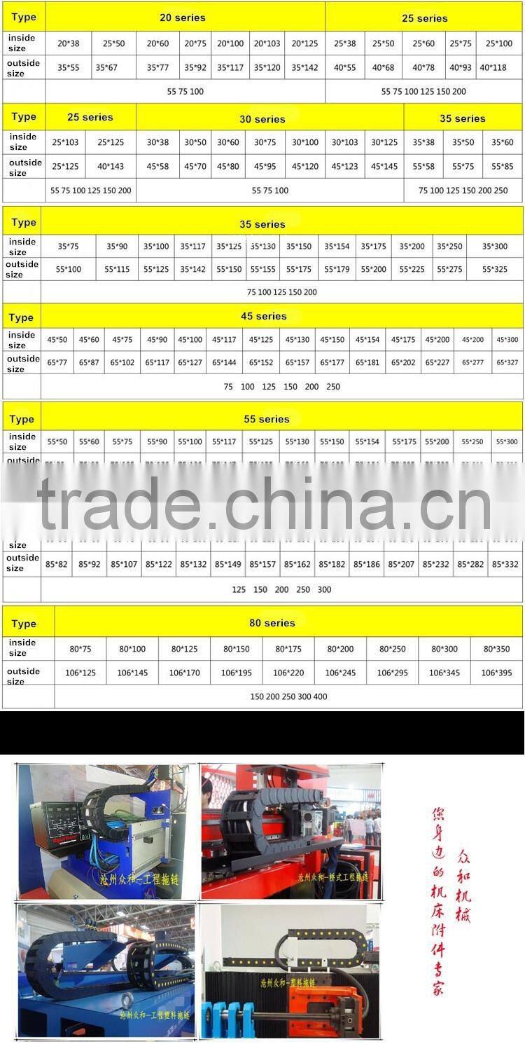 CNC machine wholesale 45mm plastic coated drag chain