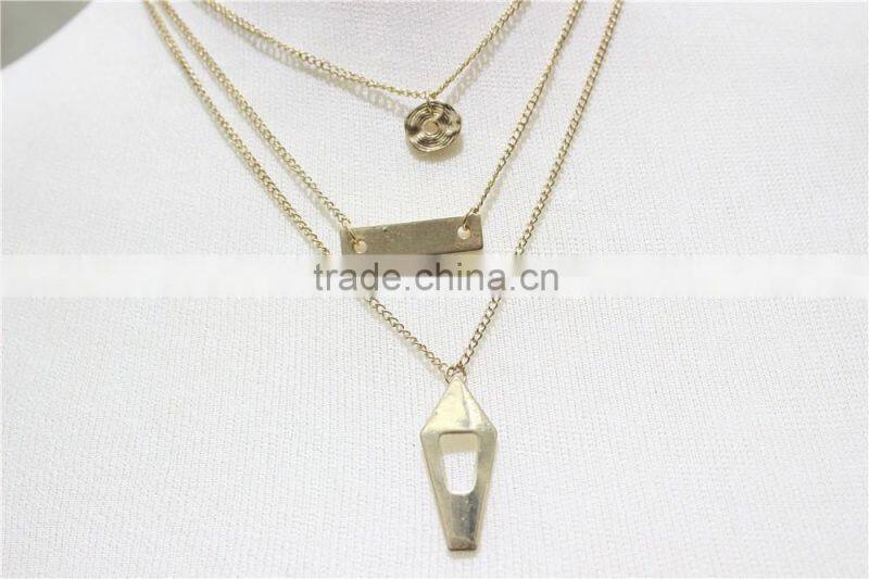 Multistrand Gold Bar Square Necklace 3 Strand Necklace Chain Pendant Necklace Layered Necklace Fashion Style Wholesale