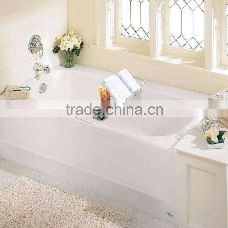 Stainless Steel Bathtub Caddy with Extending Sides and Book Holder