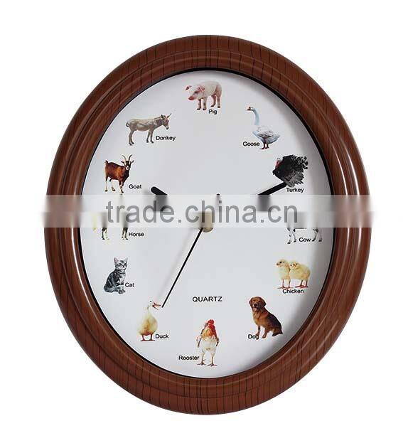 wood color musical wall clock