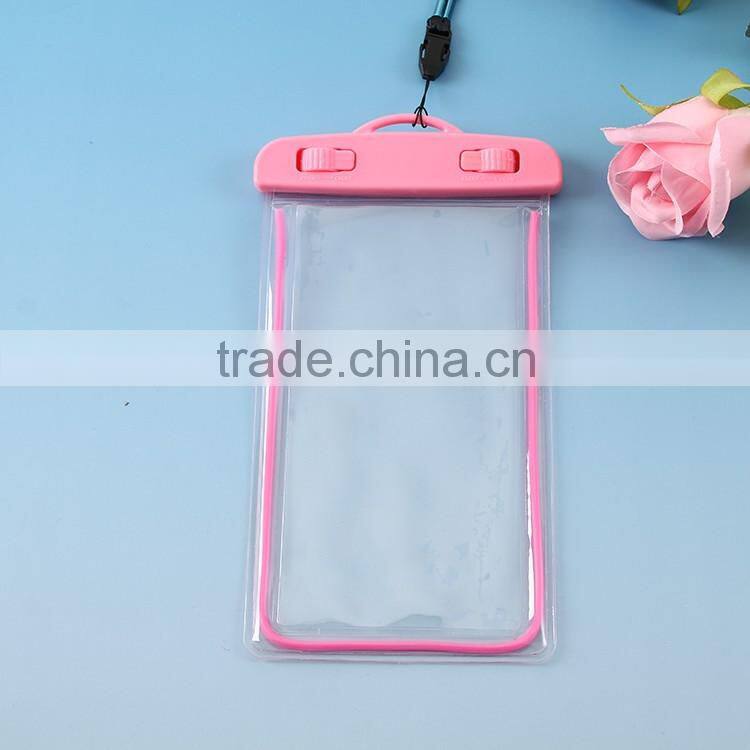 Plastic pvc waterproof bag for mobile phone with string / waterproof beach bag with zipper