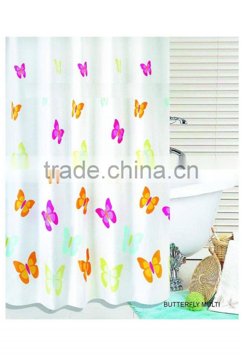 China B2B Printed Polyester Hookless Shower Curtain