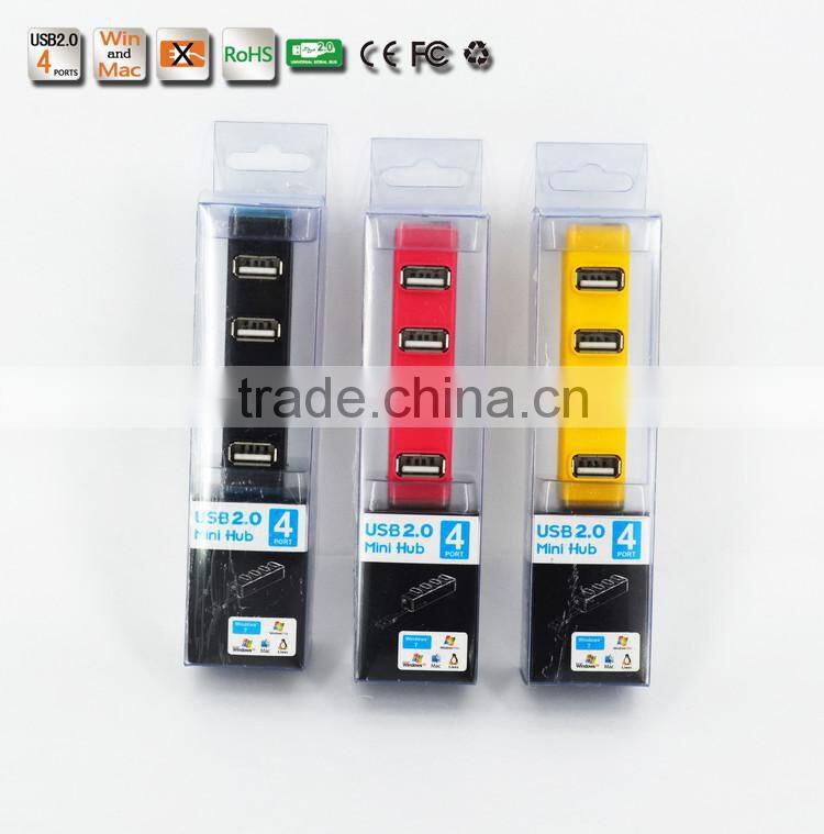 Hi-speed 4 port MINI Colorful USB 2.0 HUB 480MbPS For PC Laptop Computer