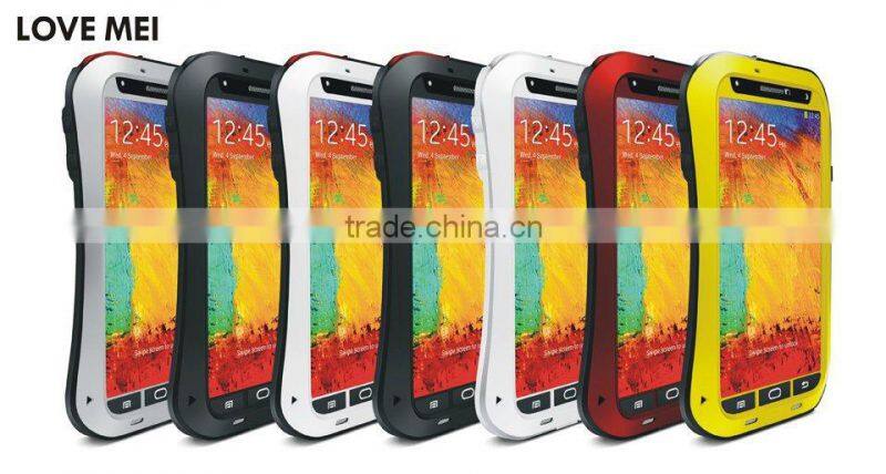 2015 Fashion Mobile Phone Case LOVE MEI Shockproof Waterproof Rugged Gorilla Metal Case for Galaxy Note3 III/Galaxy Note 2.