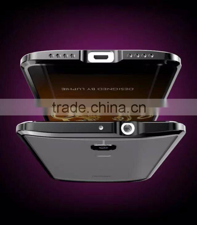 Mate 7 Gold edge Aluminum case For Huawei Ascend Mate 7 Aluminum Metal + Tempered Glass Protector case cover for huawei mate 7