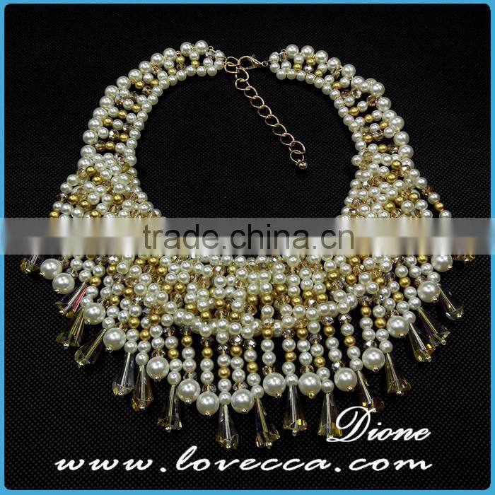 Luxury classy women fashion gold alloy exaggerate statements crystal gift necklace wholesale