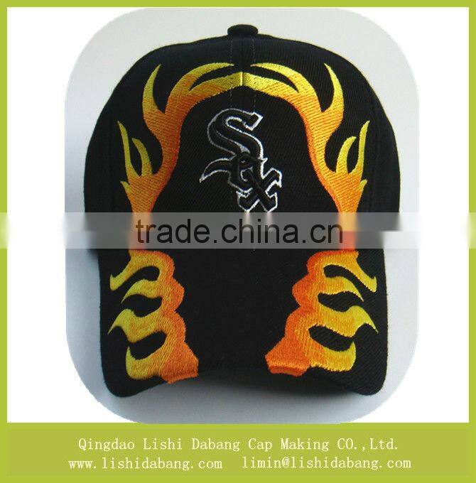 fashion denim fabric cap distressed applique embroidery cap