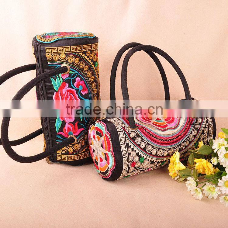 Hot selling cotton fabric ethnic embroidery tribal handbag for women