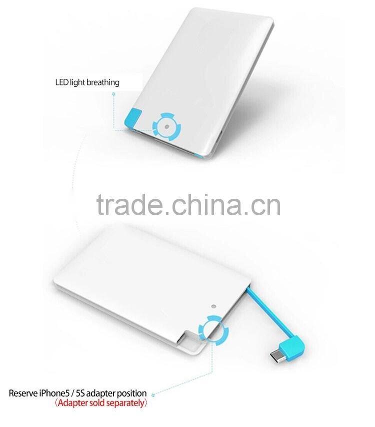 2016 Mobile Accessories Wholesale Power Bank 2500 mAh Slim Power Bank