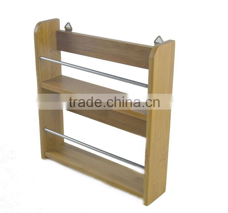 DT009/Decorative Kitchen Bamboo 2-Tier Spice Utensil Rack Wall Hanging Rack