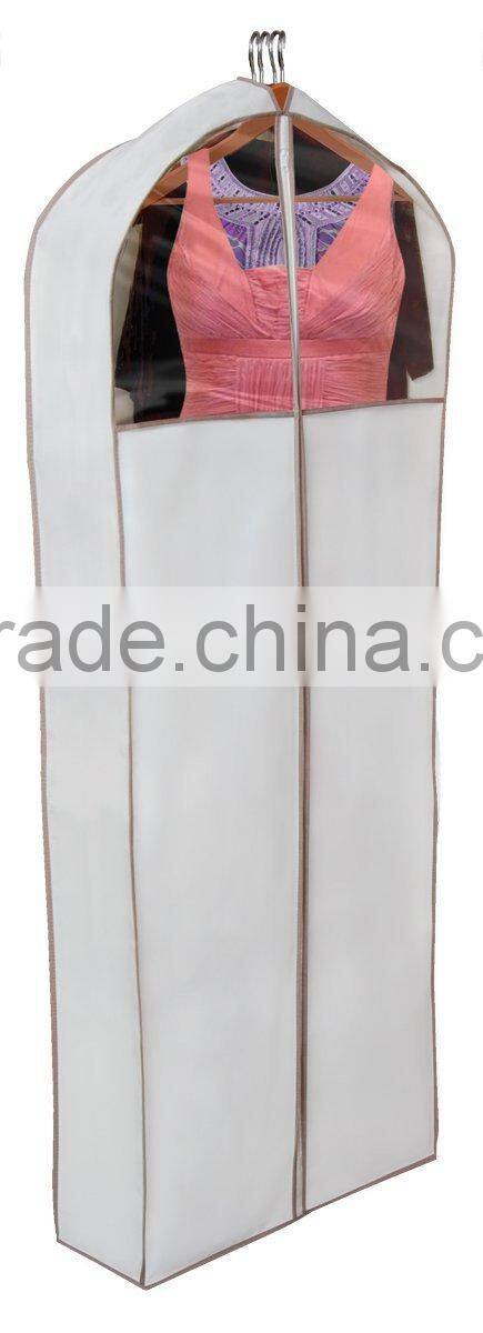 Beige Color Dress Clothes Garment Storage Bag with PVC window