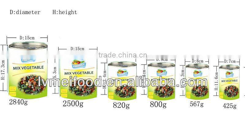 850g Hot sale Canned mixed vegetable
