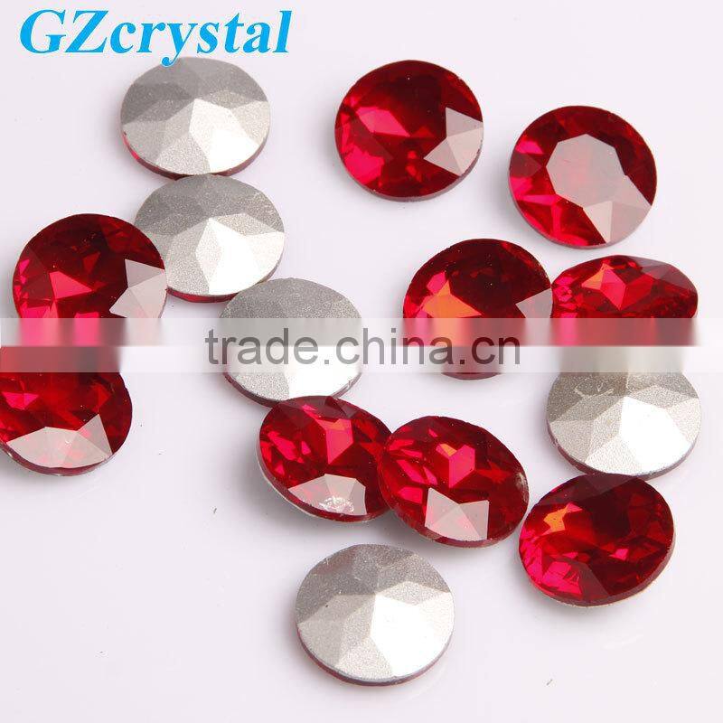 Round shape red colour cheap glass cut crystal beads