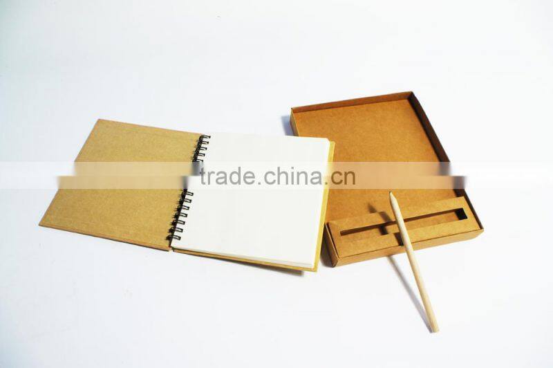 High Quality Spiral Paper Notebook With Nice Box Package/Kraft Paper Notebook With Pen