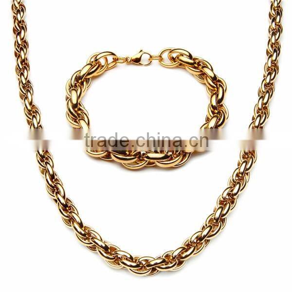 Stainless Steel Factory Twisted Chain Necklace Multilayer 18k Gold Bracelet Men Jewelry Sets