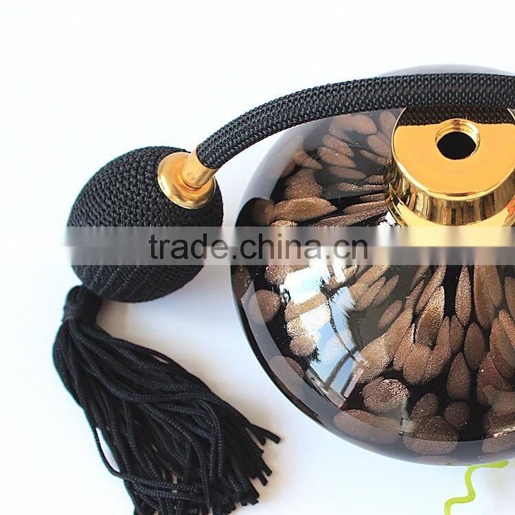 High-grade European and American Series Glass Airbag Pump Perfume Bottle & Empty Big Capacity Black Gold Point Decation Bottle