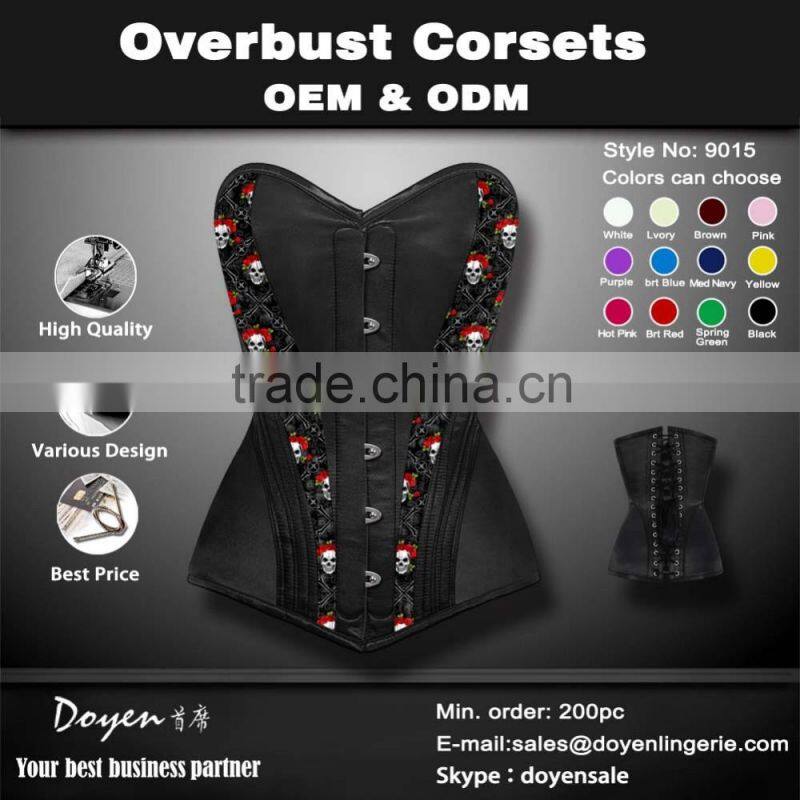 skull boned with flowers women slimming waist trimming corsets & shaper artificial skull