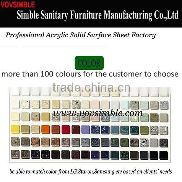Fadeless pure acrylic solid surface Sheet,artificial marble sheet