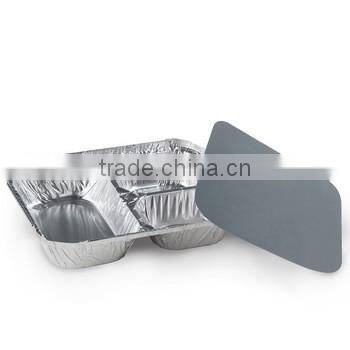 Disposable 3 compartments aluminium foil tray/Takeout aluminium foil meal tray