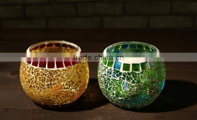 Glass jar mosaic colored Glass Candleholder glass vase