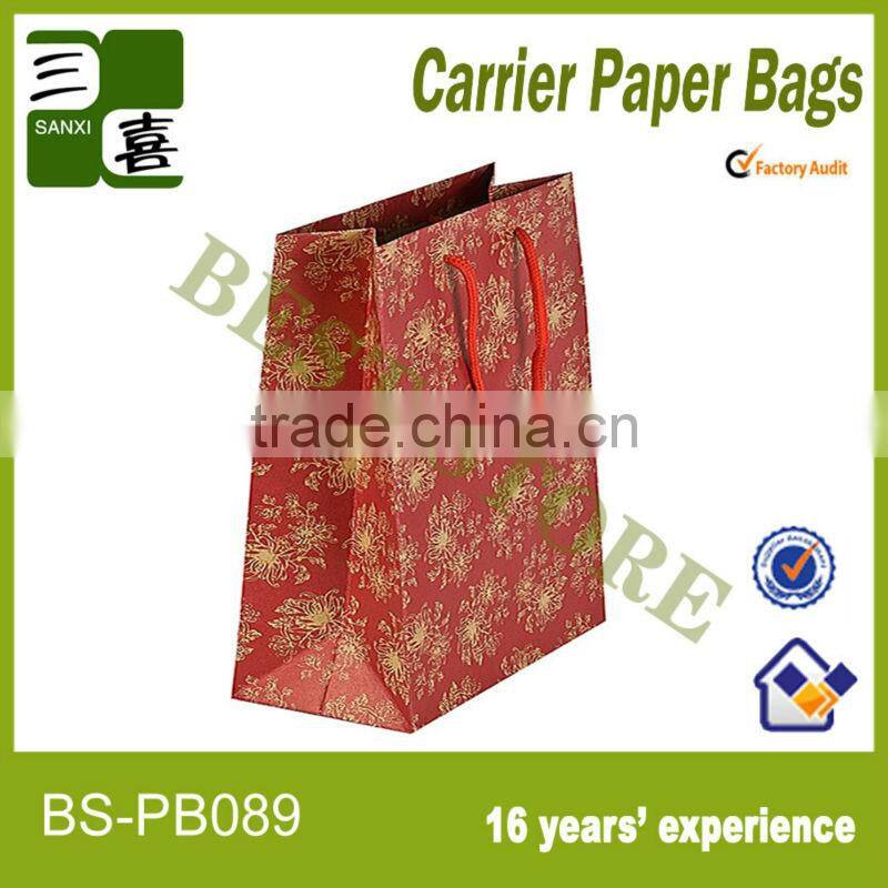 200g eco-friendly printing brown kraft paper bag with logo customized and brown cotton handle