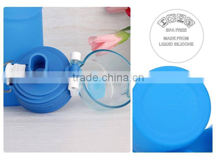 Excellent Silicone Material 16OZ Collapsible Water Bottle
