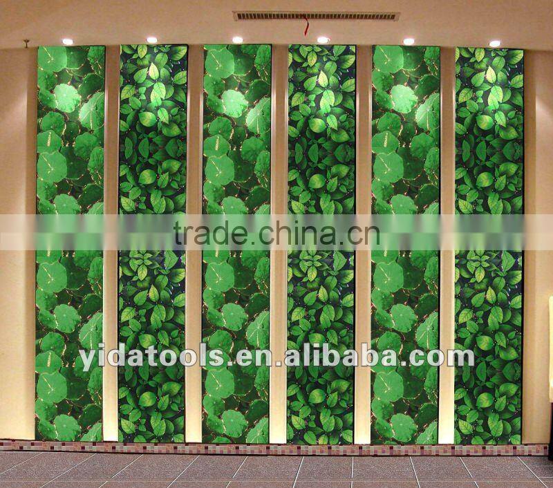 Green leaves with golden edge ceramic tile