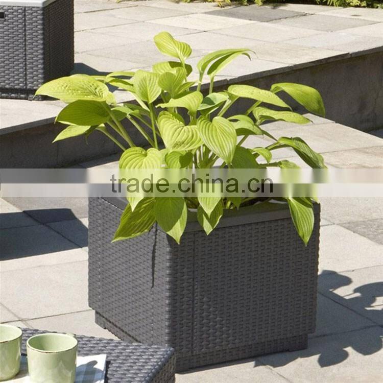 UV-resistant outdoor garden resin rattan square garlic planter sale