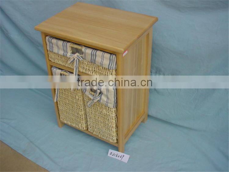 Wooden Storage Cabinet With Rattan/Wicker Drawer