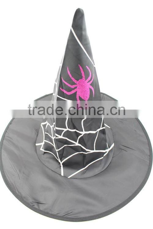 Halloween red spider and cobweb printed witch hat