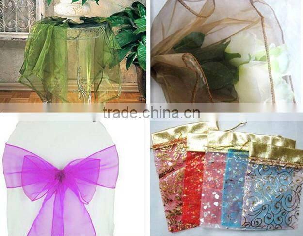 soft golden glitter organza roll fabric for wedding decoration and flower package